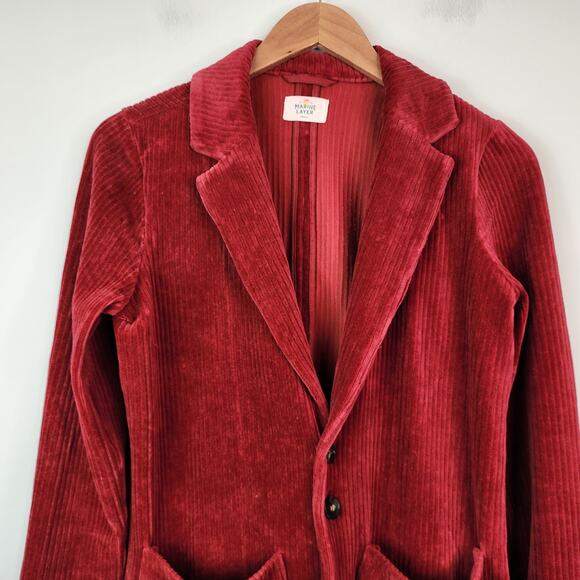 Marine Layer Montreal Corduroy Blazer Jacket Red Size Small - Picture 3 of 8